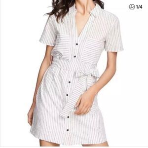 •  1.STATE Striped Shirtdress Size S White Black Button Down Mini Dress Small EU